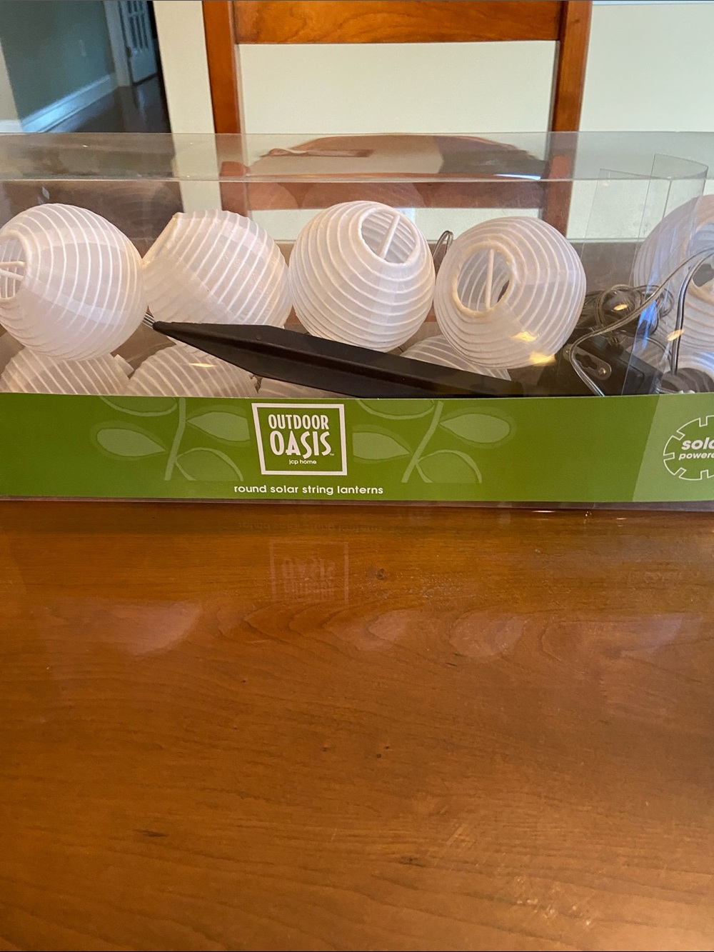 White Round Solar Lantern String - Decorative Patio Lighting